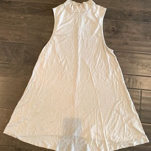 Tan Sleeveless Mock Neck Swing Dress